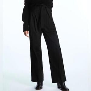 NEW COS Black Wide Leg High-Waisted Paper Bag Trousers Pants, size 4